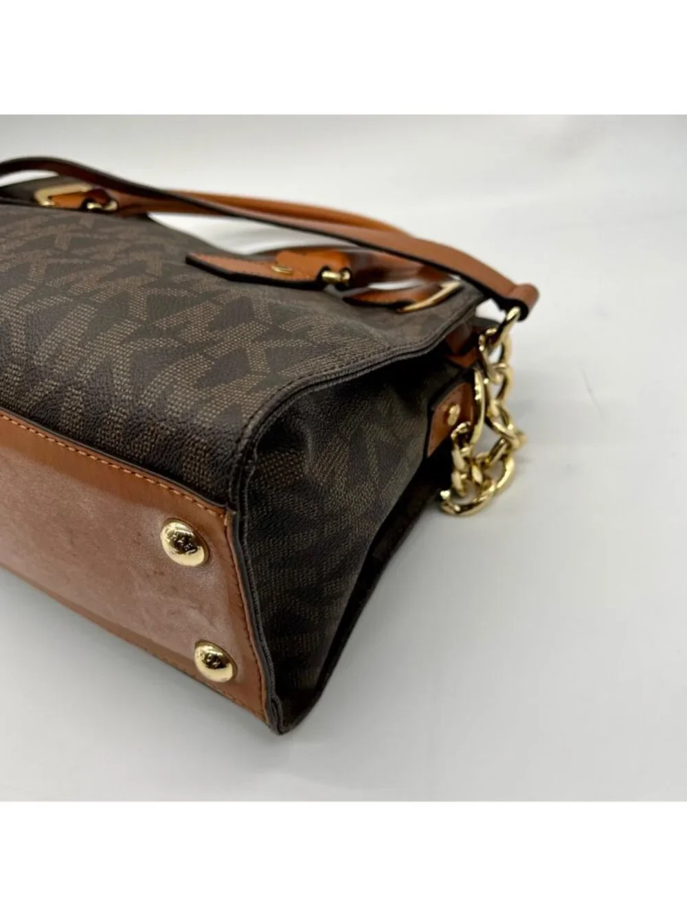 Michael Kors Brown Signature Coated Canvas Hamilton East West Satchel Bag
